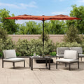 vidaXL Podwójny parasol ogrodowy z LED, terakota, 316x145 cm