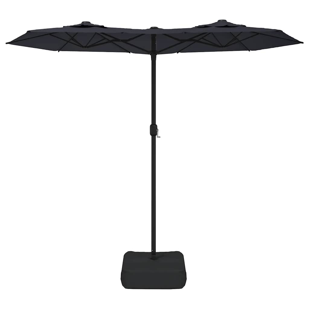 vidaXL Podwójny parasol ogrodowy z LED, czarny, 316x145 cm