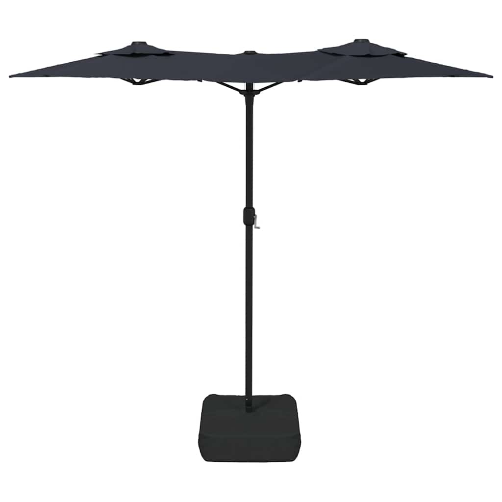 vidaXL Podwójny parasol ogrodowy z LED, czarny, 316x145 cm