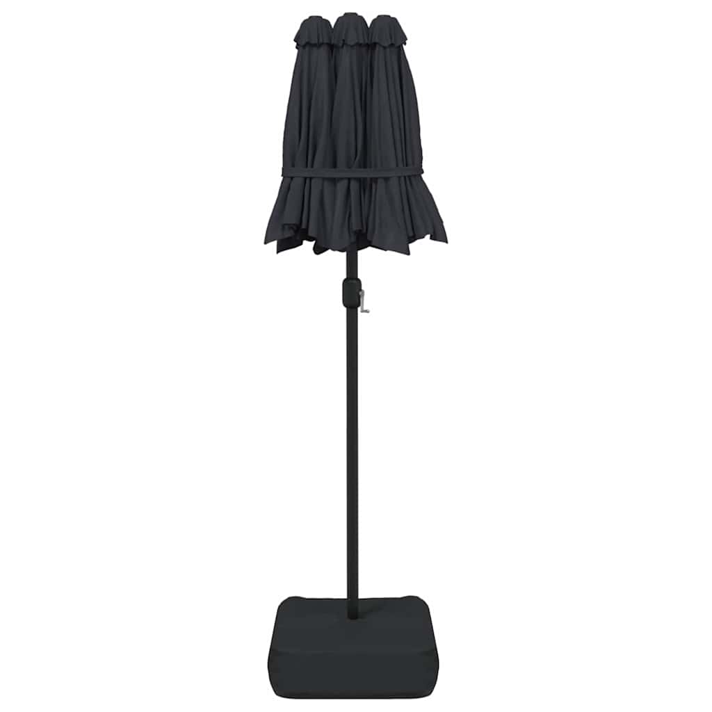 vidaXL Podwójny parasol ogrodowy z LED, czarny, 316x145 cm