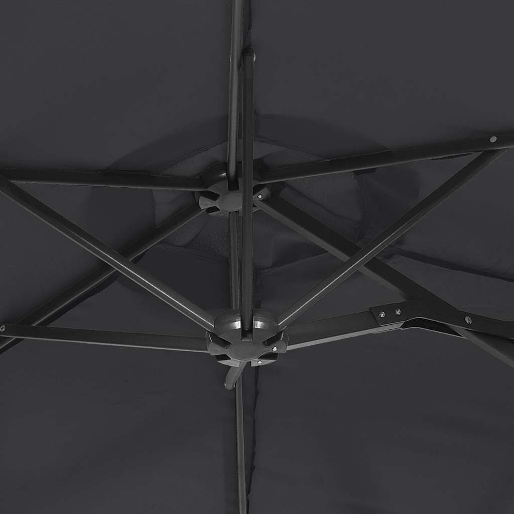 vidaXL Podwójny parasol ogrodowy z LED, czarny, 316x145 cm