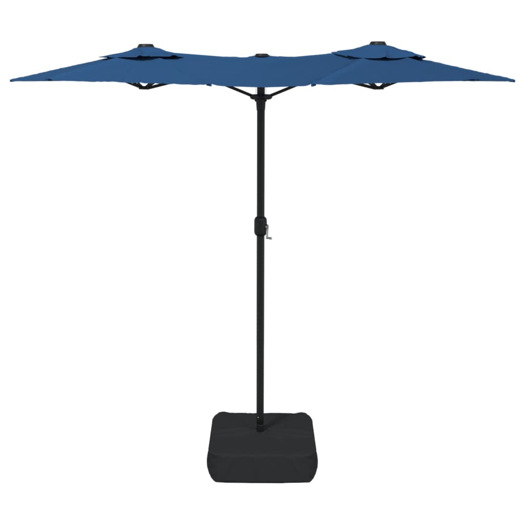 vidaXL Podwójny parasol ogrodowy z LED, niebieski, 316x145 cm
