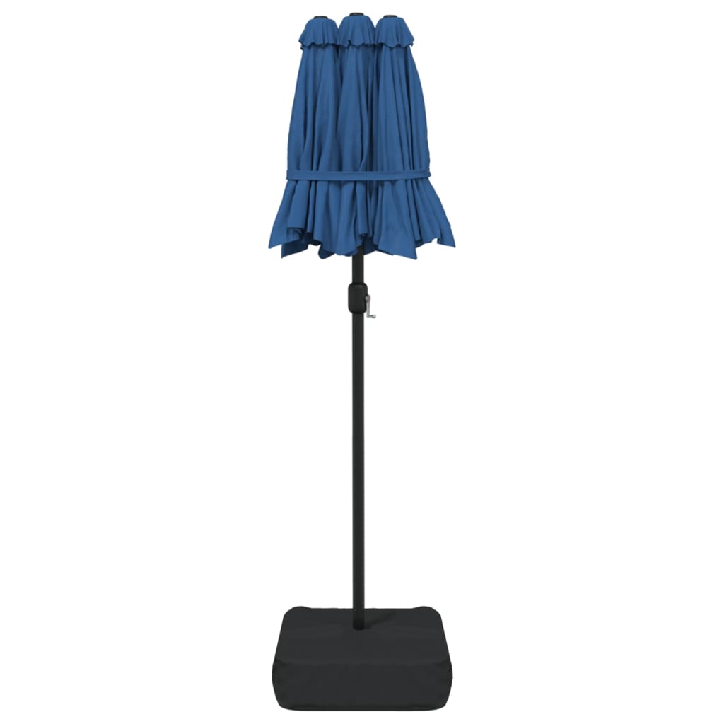 vidaXL Podwójny parasol ogrodowy z LED, niebieski, 316x145 cm