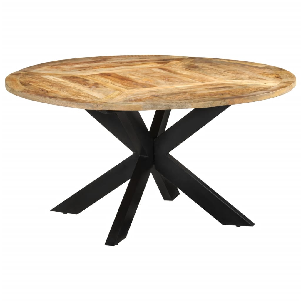 vidaXL Stół do jadalni, Ø150x76 cm, surowe drewno mango