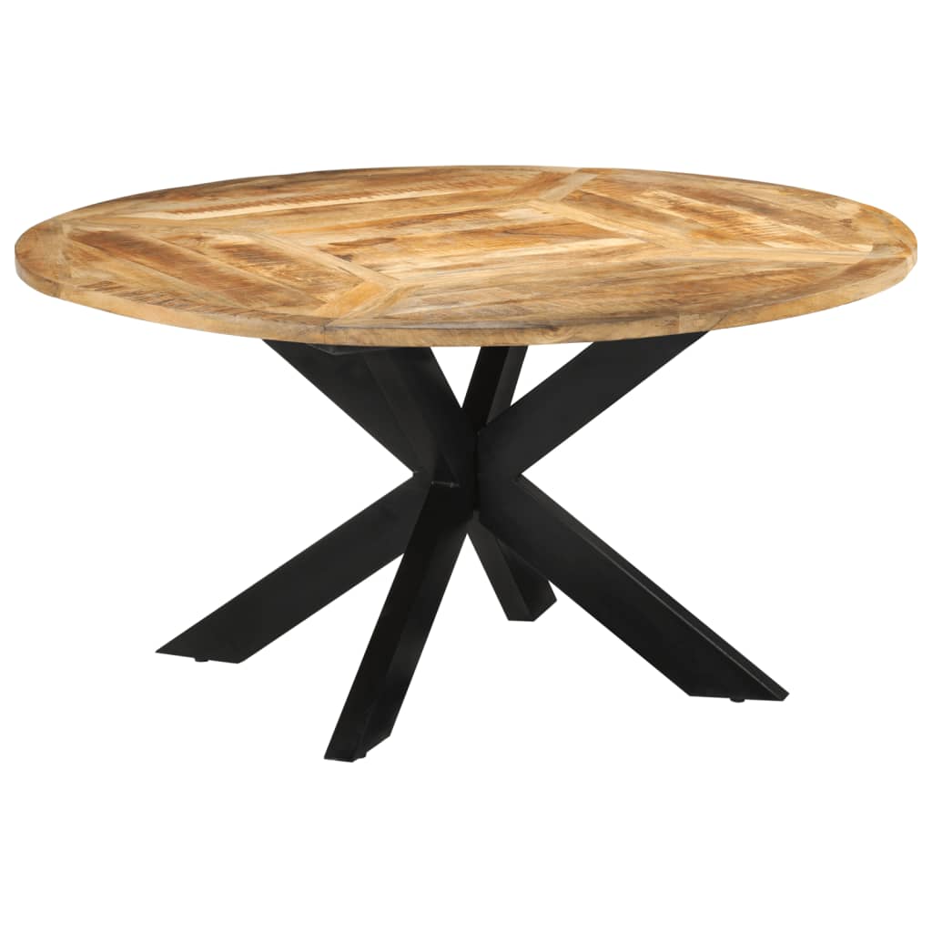 vidaXL Stół do jadalni, Ø150x76 cm, surowe drewno mango