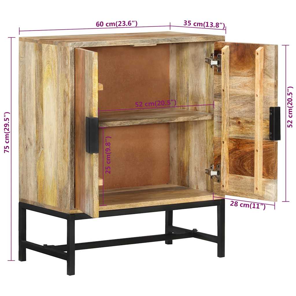 vidaXL Komoda, 60x35x75 cm, lite drewno mango