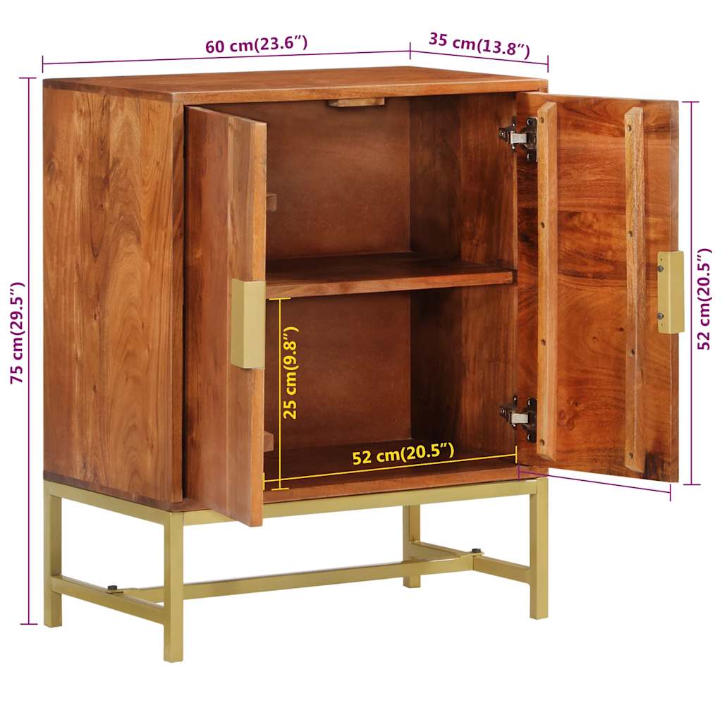 vidaXL Komoda, 60x35x75 cm, lite drewno akacjowe