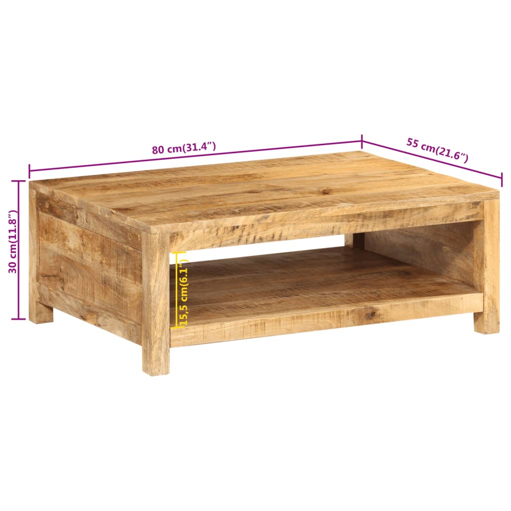 vidaXL Stolik kawowy, 80x55x30 cm, lite drewno mango