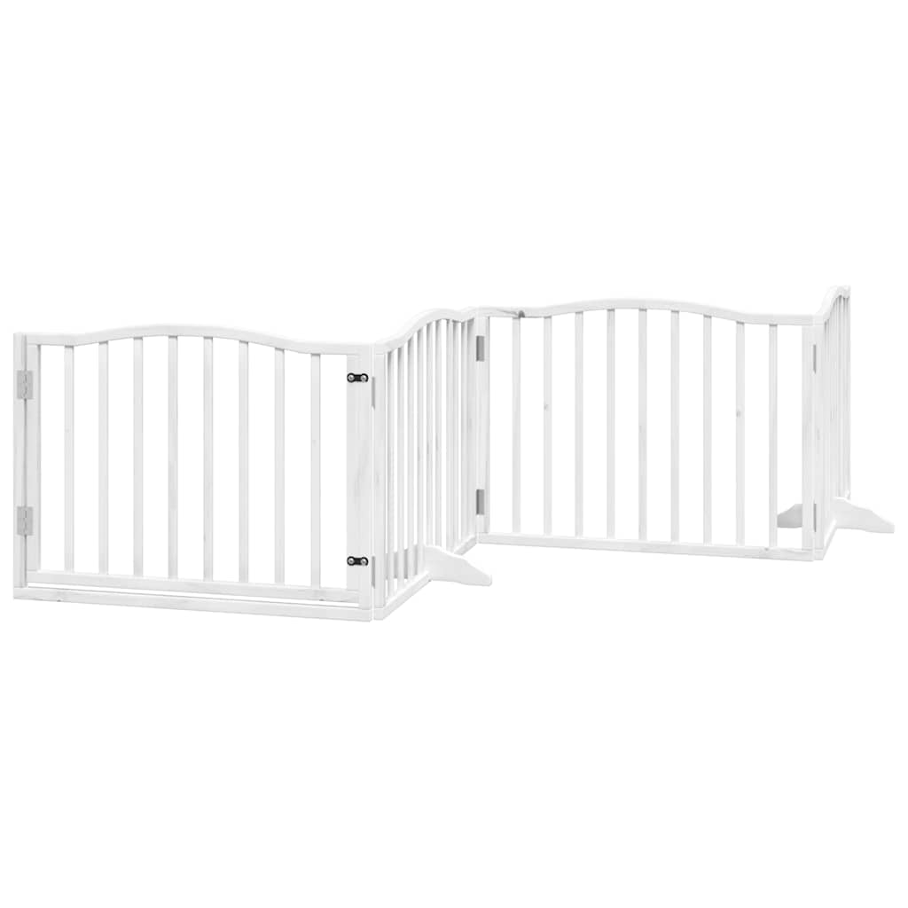 vidaXL Składana bramka dla psa, z drzwiami, 6 paneli, biała, 480 cm