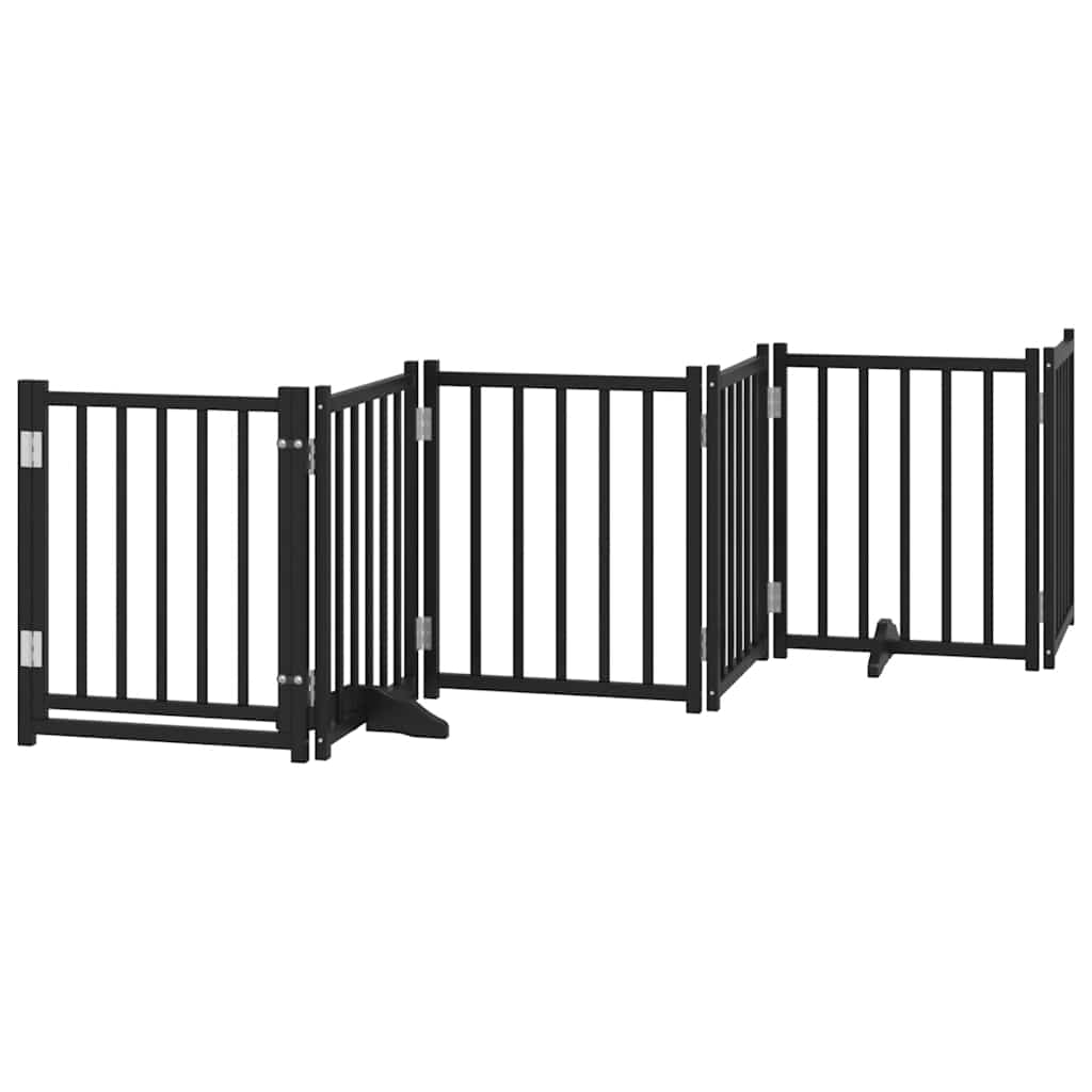 vidaXL Składana bramka dla psa, z drzwiami, 9 paneli, czarna, 450 cm
