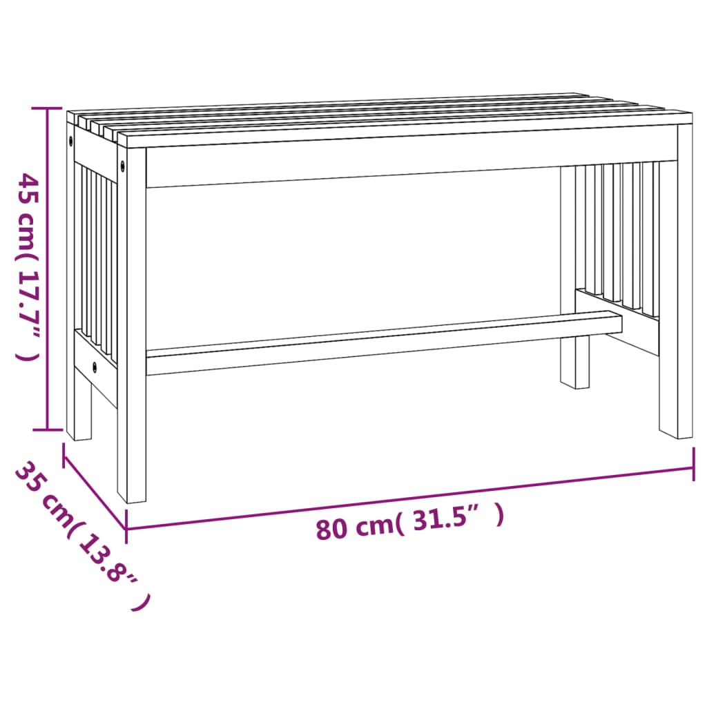 vidaXL Ławka ogrodowa, 80 cm, lite drewno eukaliptusowe