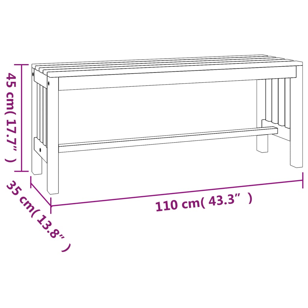 vidaXL Ławka ogrodowa, 110 cm, lite drewno eukaliptusowe