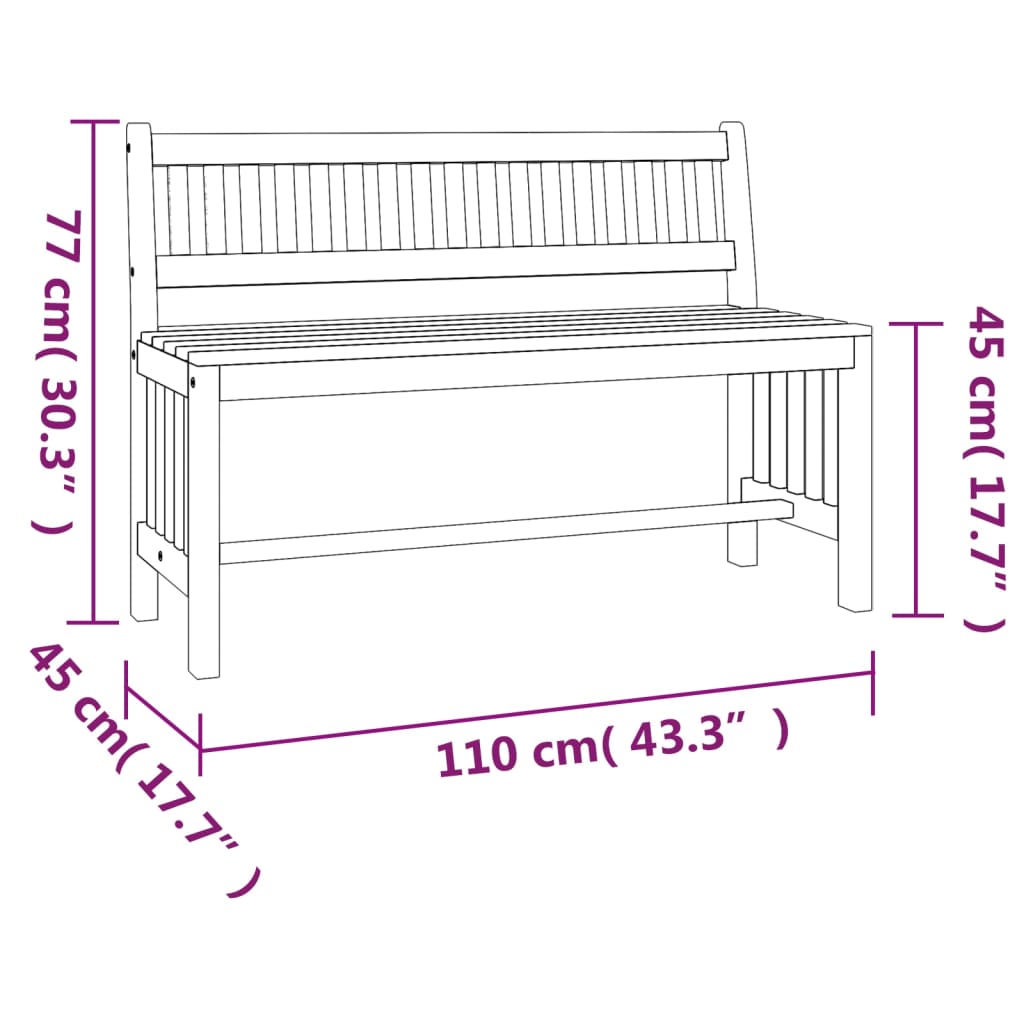 vidaXL Ławka ogrodowa, 110 cm, lite drewno eukaliptusowe