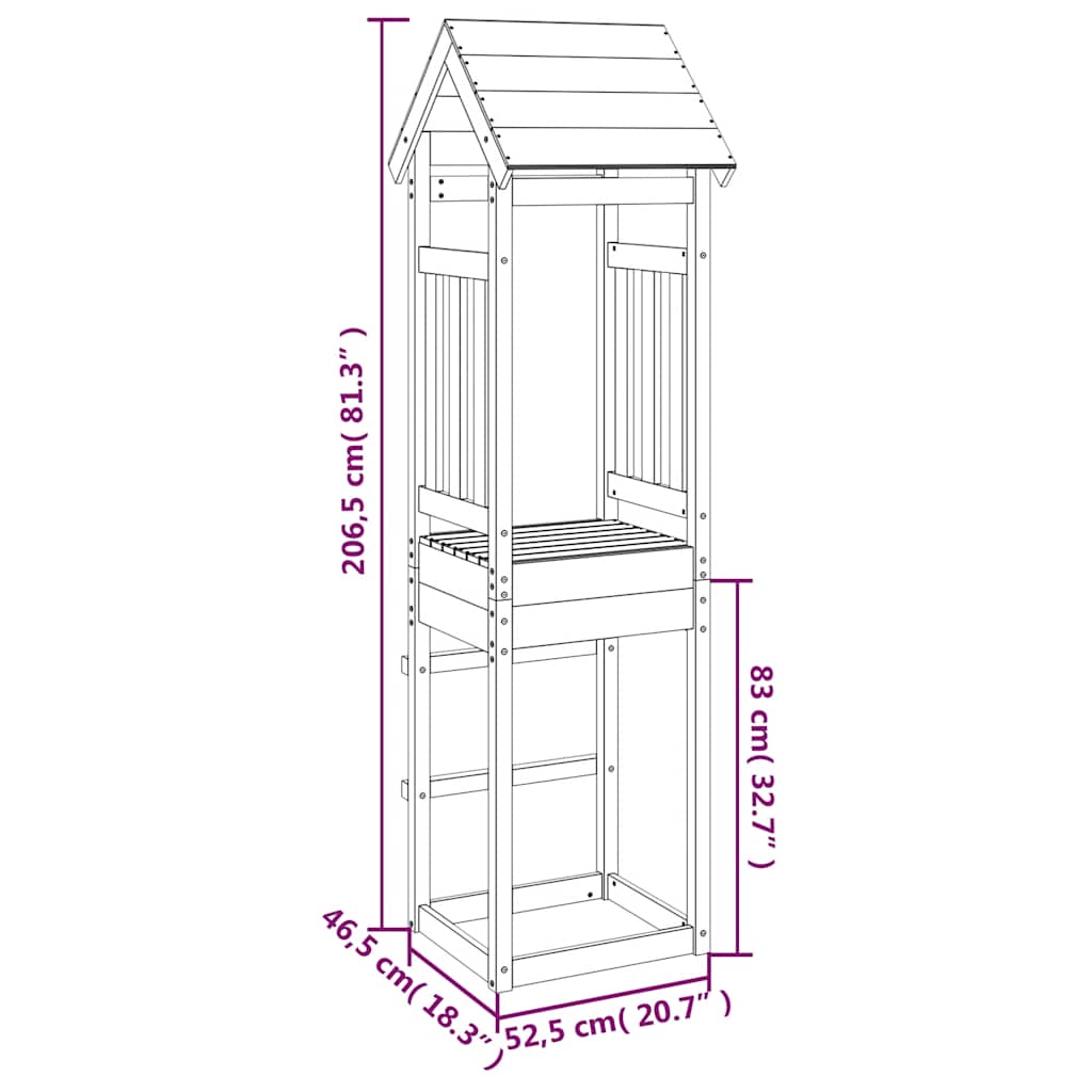 vidaXL Domek do placu zabaw, 52,5x46,5x206,5 cm, impregnowana sosna