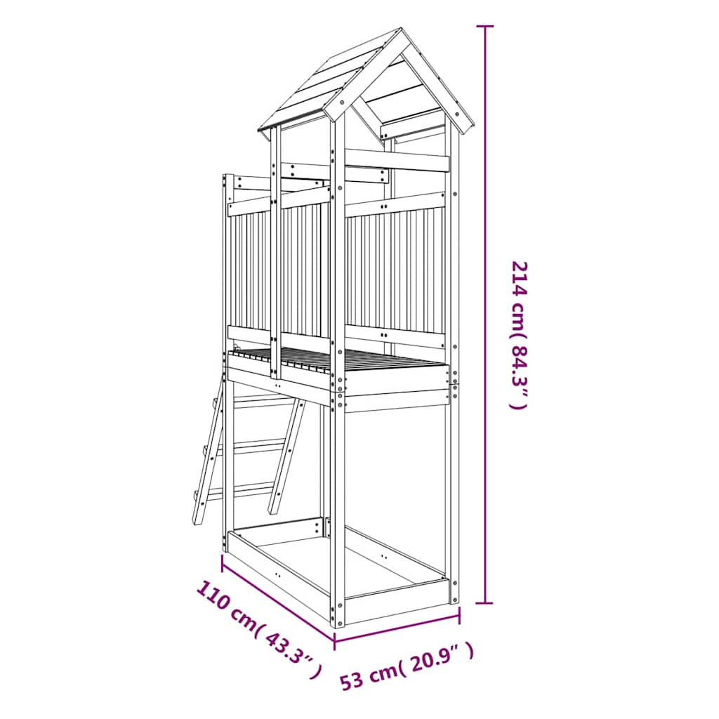 vidaXL Plac zabaw do ogrodu, 53x110x214 cm, impregnowana sosna