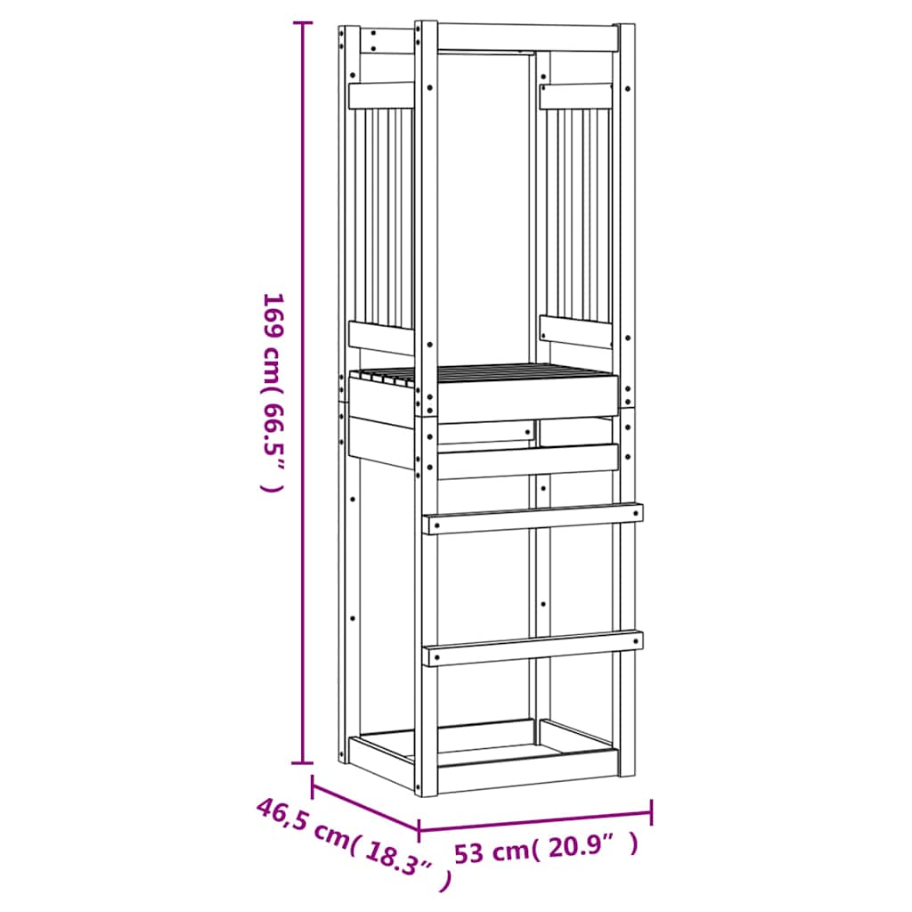 vidaXL Domek do placu zabaw, 53x46,5x169 cm, drewno sosnowe