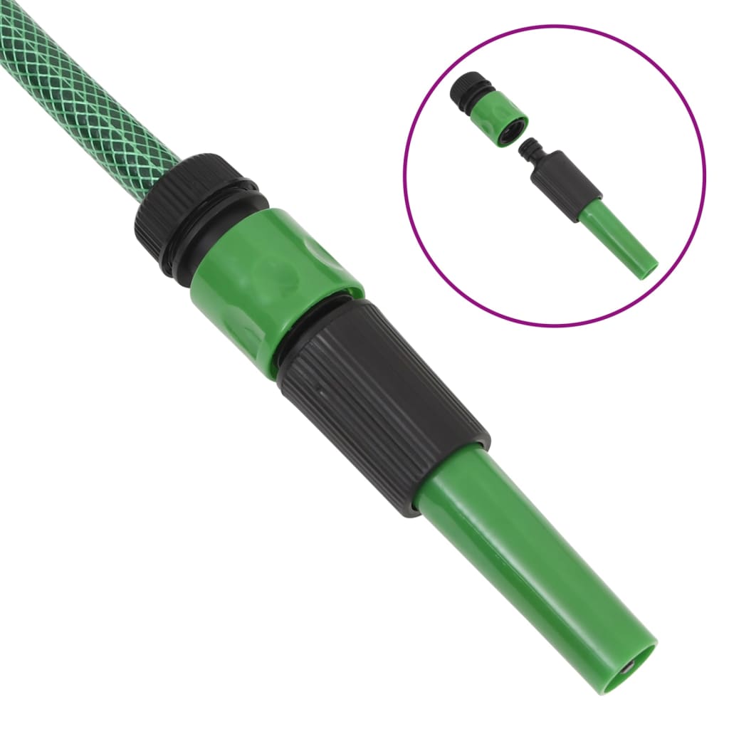 vidaXL Wąż ogrodowy z zestawem złączek, zielony, 0,5", 10 m, PVC