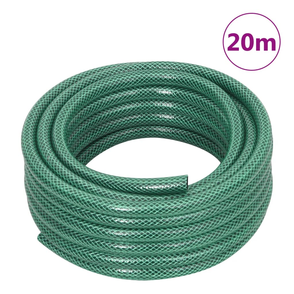 vidaXL Wąż ogrodowy z zestawem złączek, zielony, 0,6", 20 m, PVC