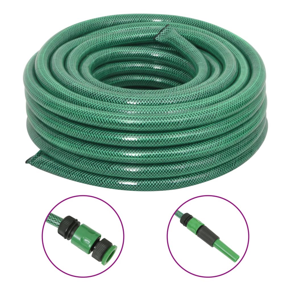 vidaXL Wąż ogrodowy z zestawem złączek, zielony, 0,75", 20 m, PVC