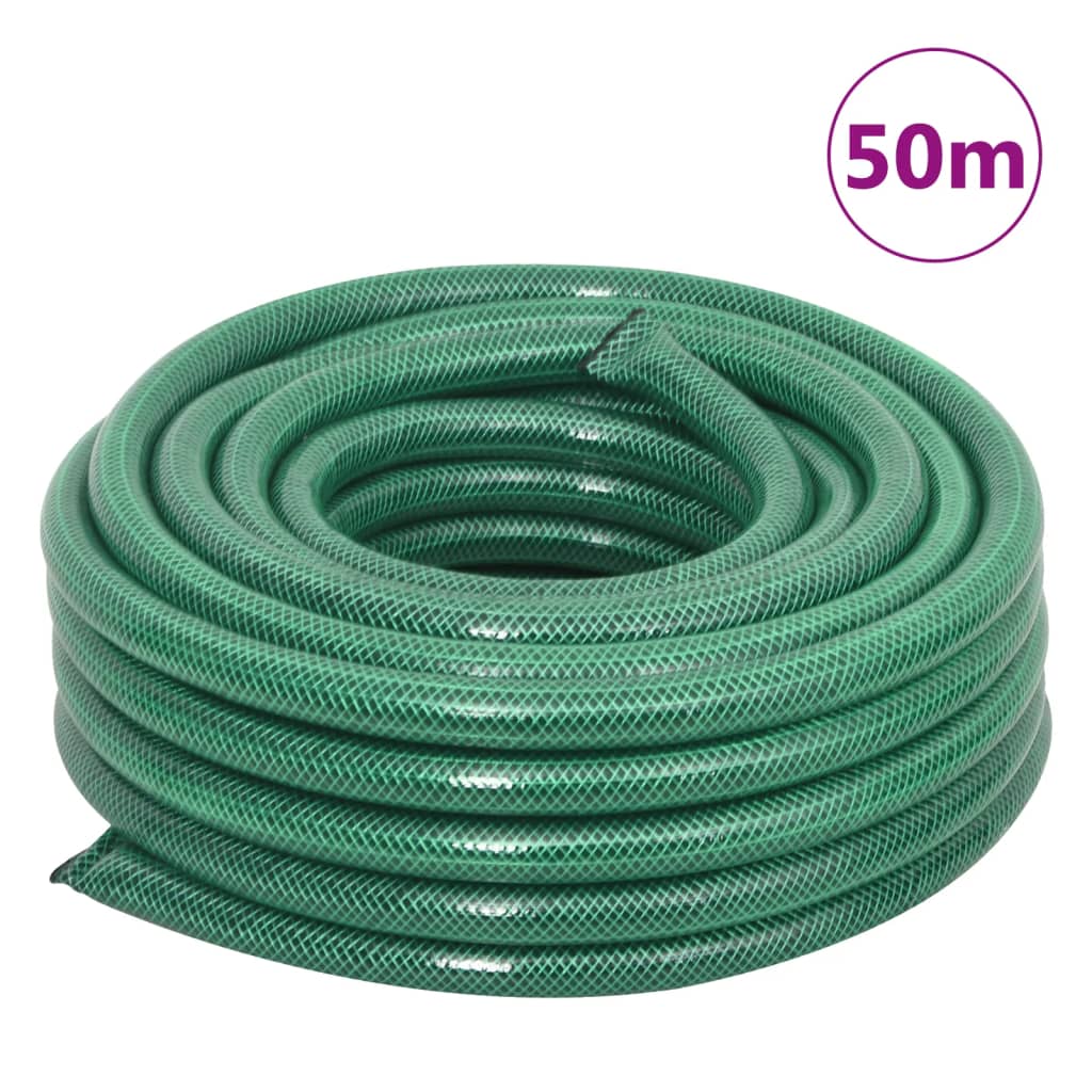vidaXL Wąż ogrodowy z zestawem złączek, zielony, 0,9", 50 m, PVC
