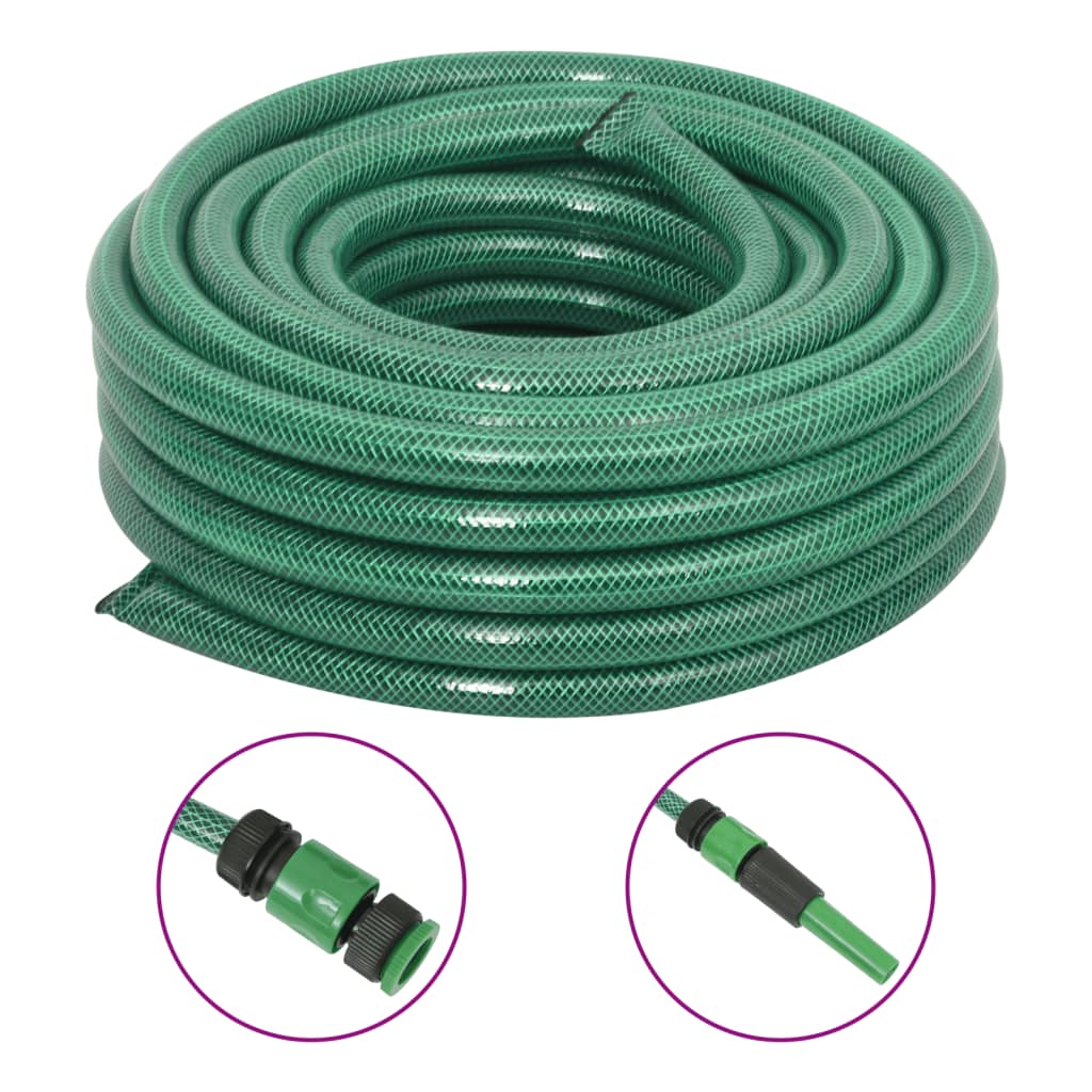 vidaXL Wąż ogrodowy z zestawem złączek, zielony, 0,9", 100 m, PVC