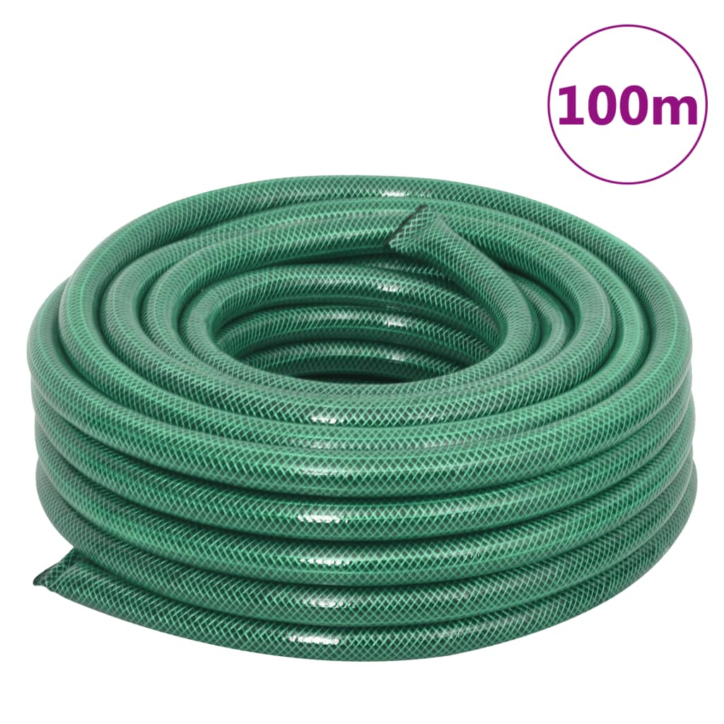 vidaXL Wąż ogrodowy z zestawem złączek, zielony, 0,9", 100 m, PVC
