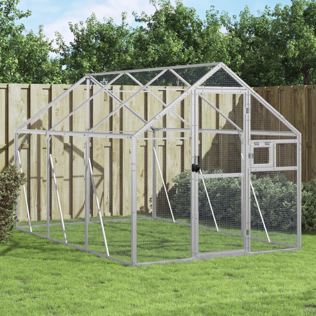 vidaXL Woliera, srebrna, 1,79x3x1,85 m, aluminium