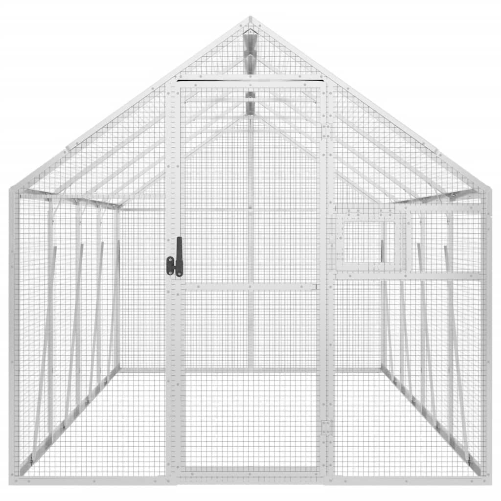 vidaXL Woliera, srebrna, 1,79x4x1,85 m, aluminium