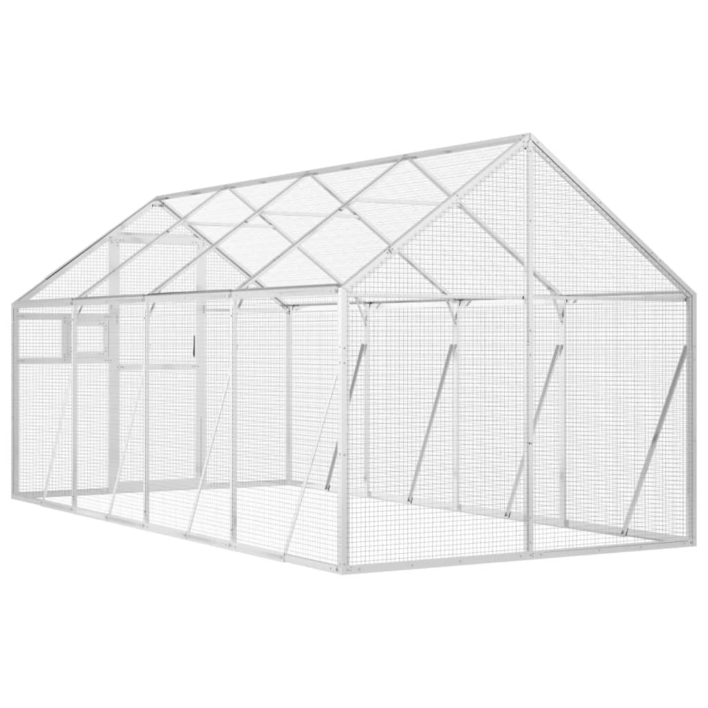 vidaXL Woliera, srebrna, 1,79x4x1,85 m, aluminium