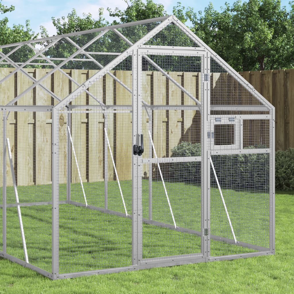 vidaXL Woliera, srebrna, 1,79x4x1,85 m, aluminium