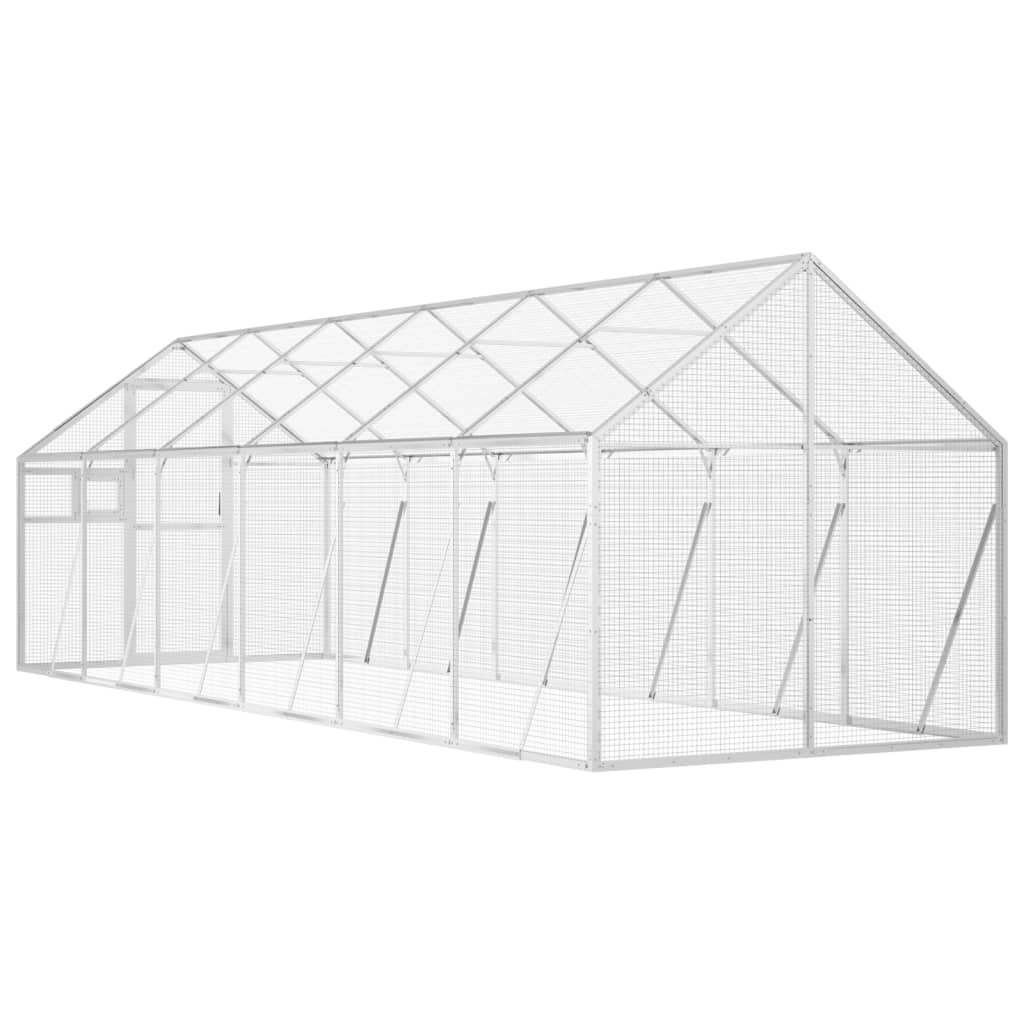 vidaXL Woliera, srebrna, 1,79x6x1,85 m, aluminium