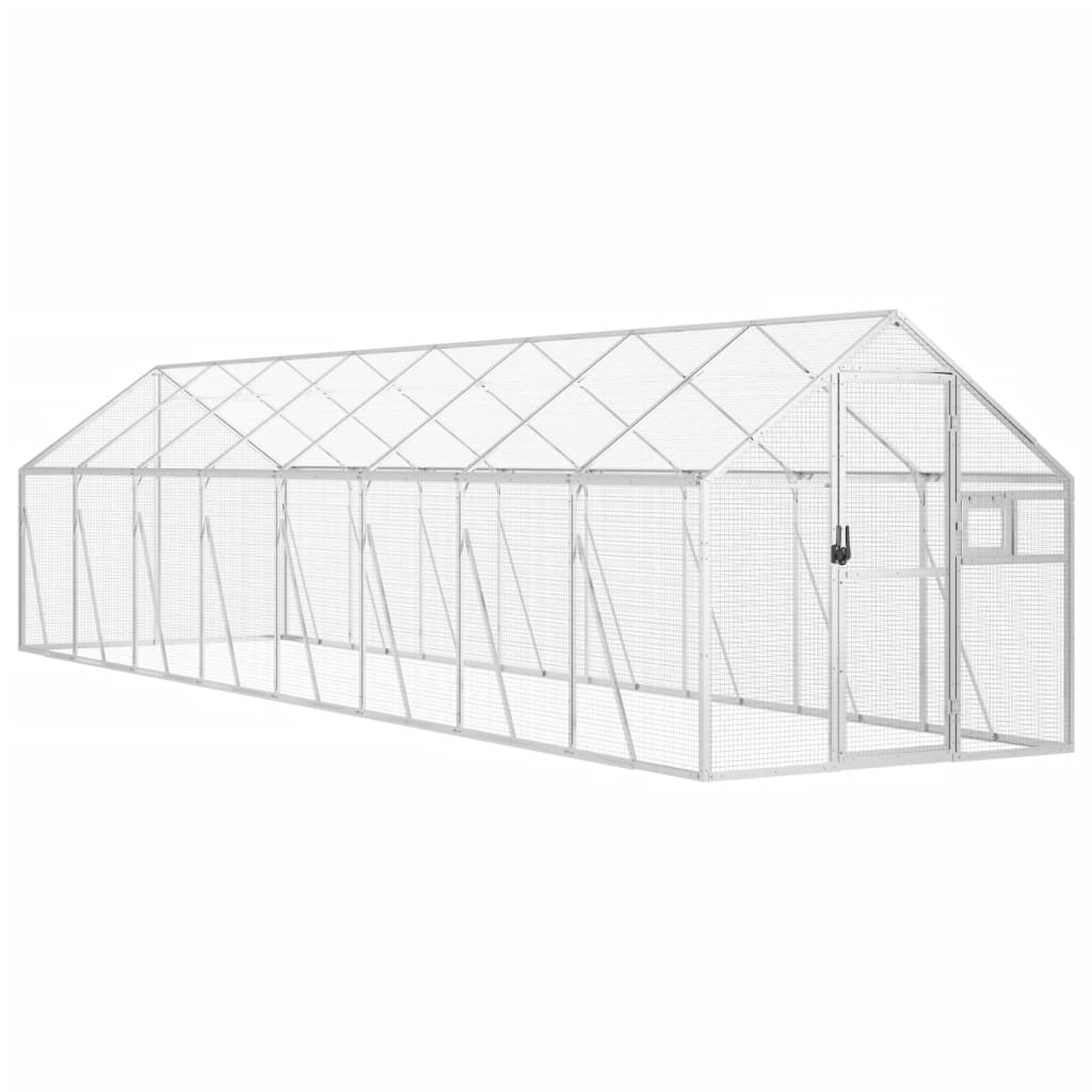 vidaXL Woliera, srebrna, 1,79x8x1,85 m, aluminium