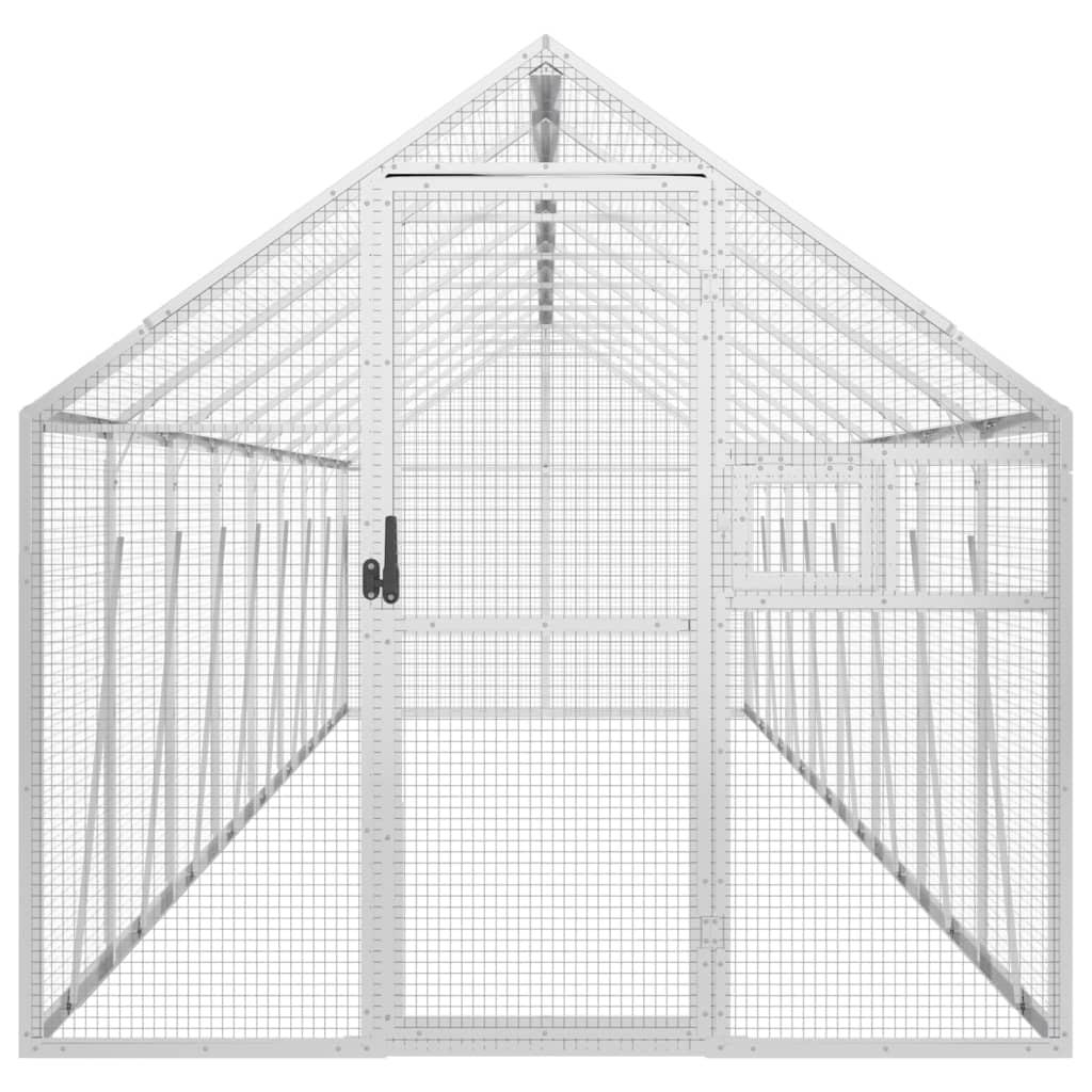 vidaXL Woliera, srebrna, 1,79x8x1,85 m, aluminium