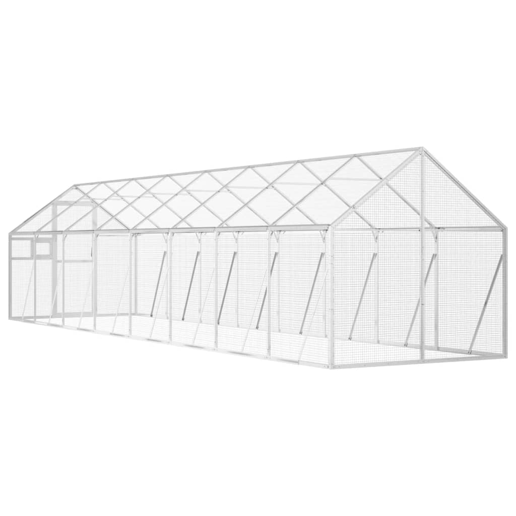 vidaXL Woliera, srebrna, 1,79x8x1,85 m, aluminium