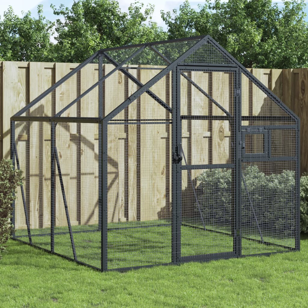 vidaXL Woliera, antracytowa, 1,79x2x1,85 m, aluminium