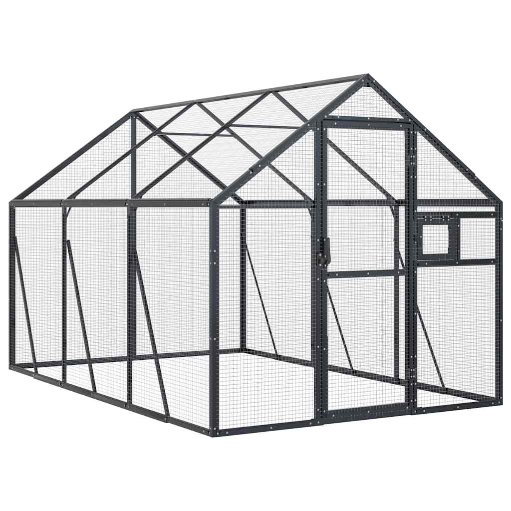 vidaXL Woliera, antracytowa, 1,79x3x1,85 m, aluminium
