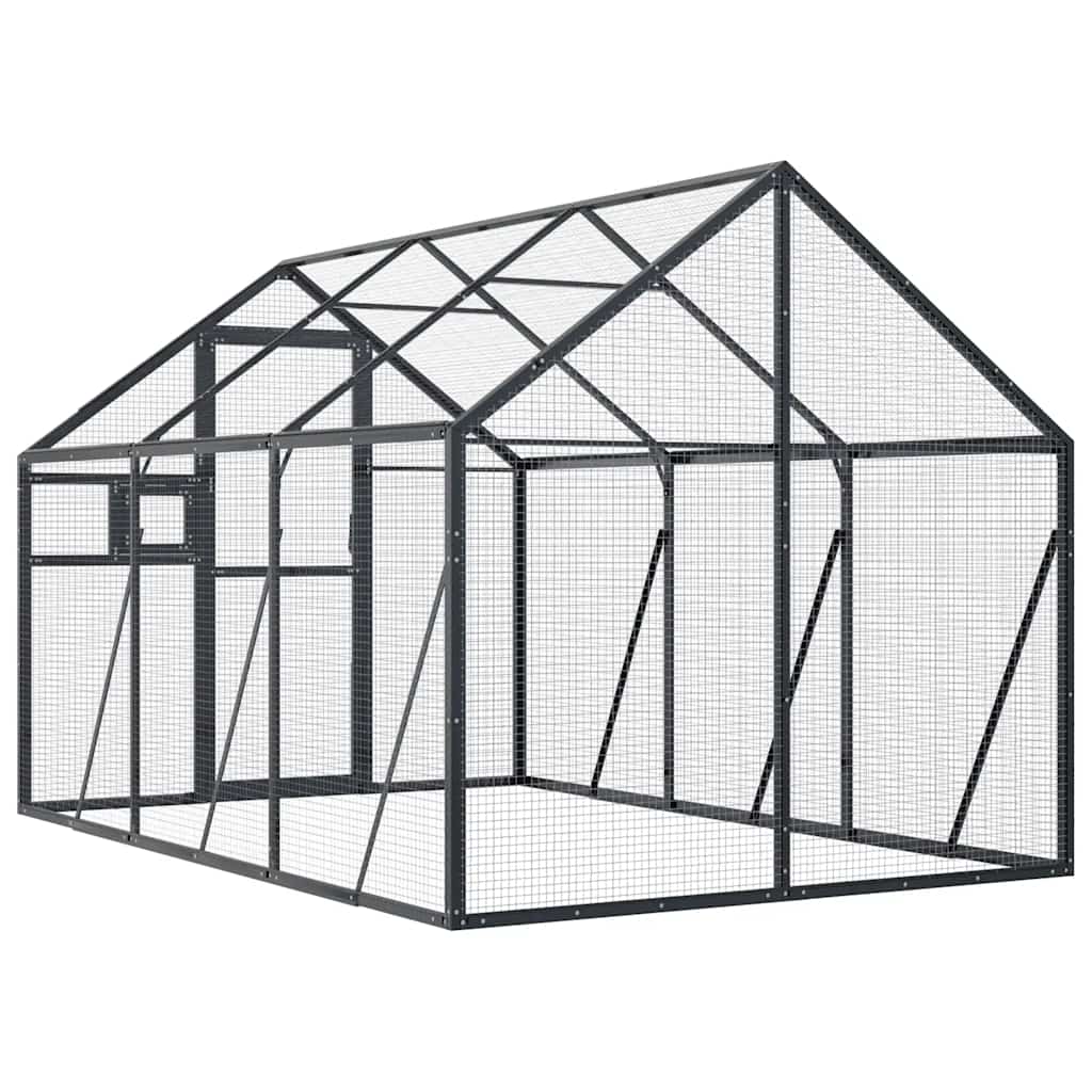 vidaXL Woliera, antracytowa, 1,79x3x1,85 m, aluminium