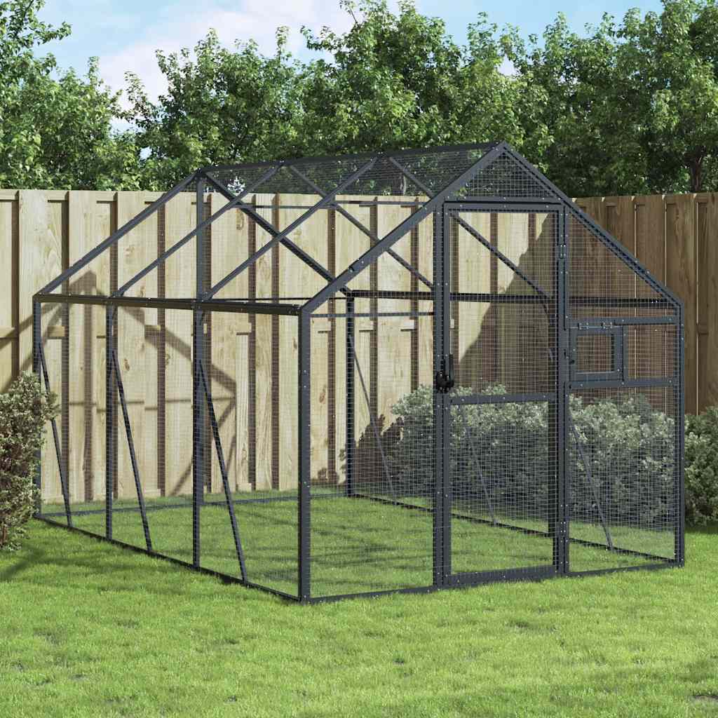 vidaXL Woliera, antracytowa, 1,79x3x1,85 m, aluminium