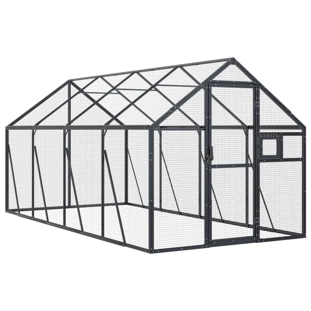 vidaXL Woliera, antracytowa, 1,79x4x1,85 m, aluminium