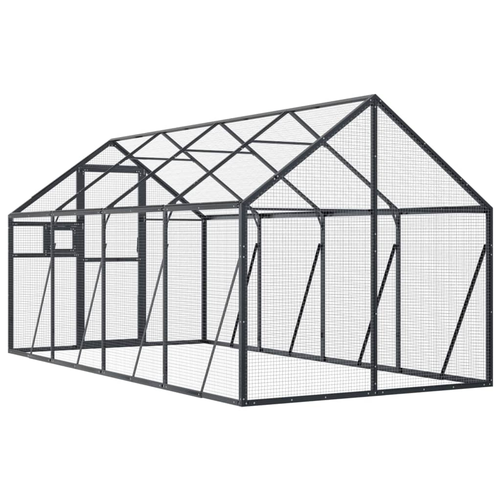 vidaXL Woliera, antracytowa, 1,79x4x1,85 m, aluminium