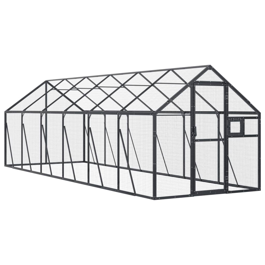 vidaXL Woliera, antracytowa, 1,79x6x1,85 m, aluminium