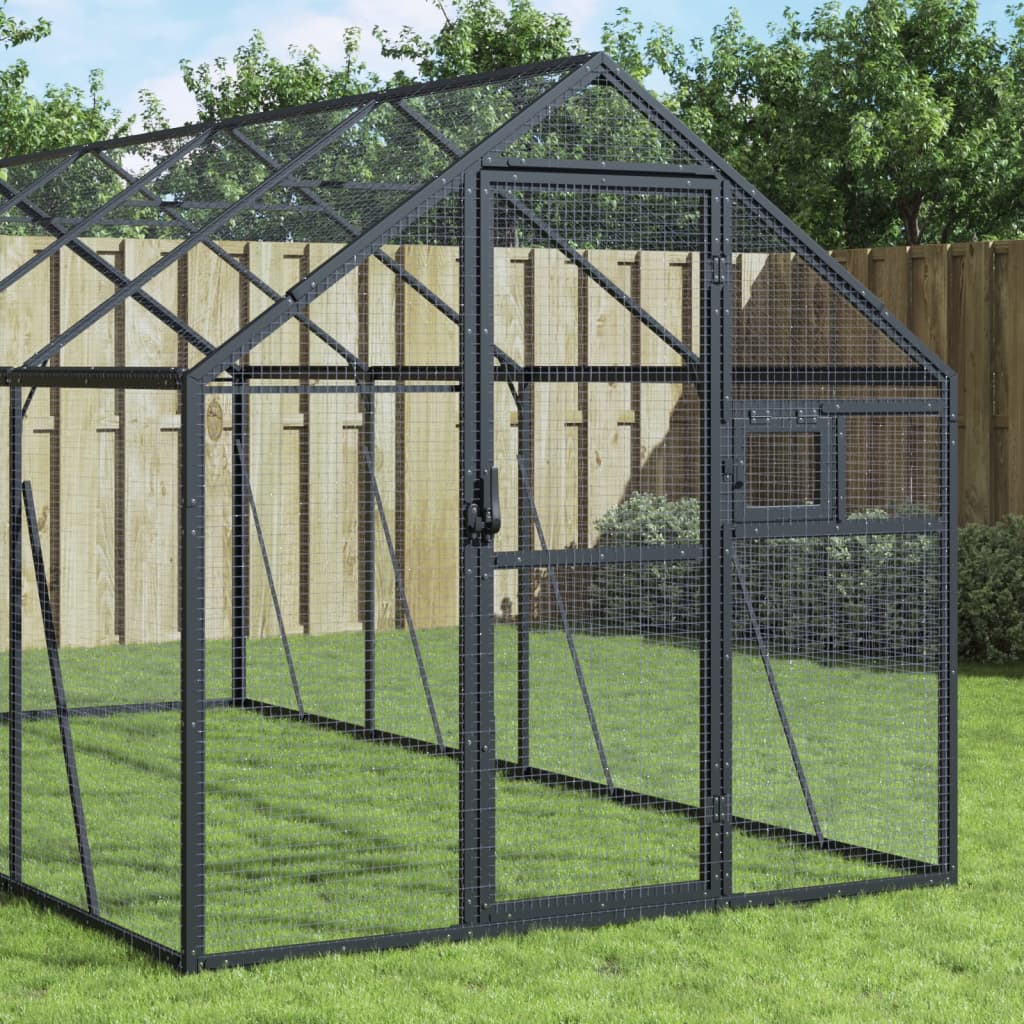 vidaXL Woliera, antracytowa, 1,79x6x1,85 m, aluminium