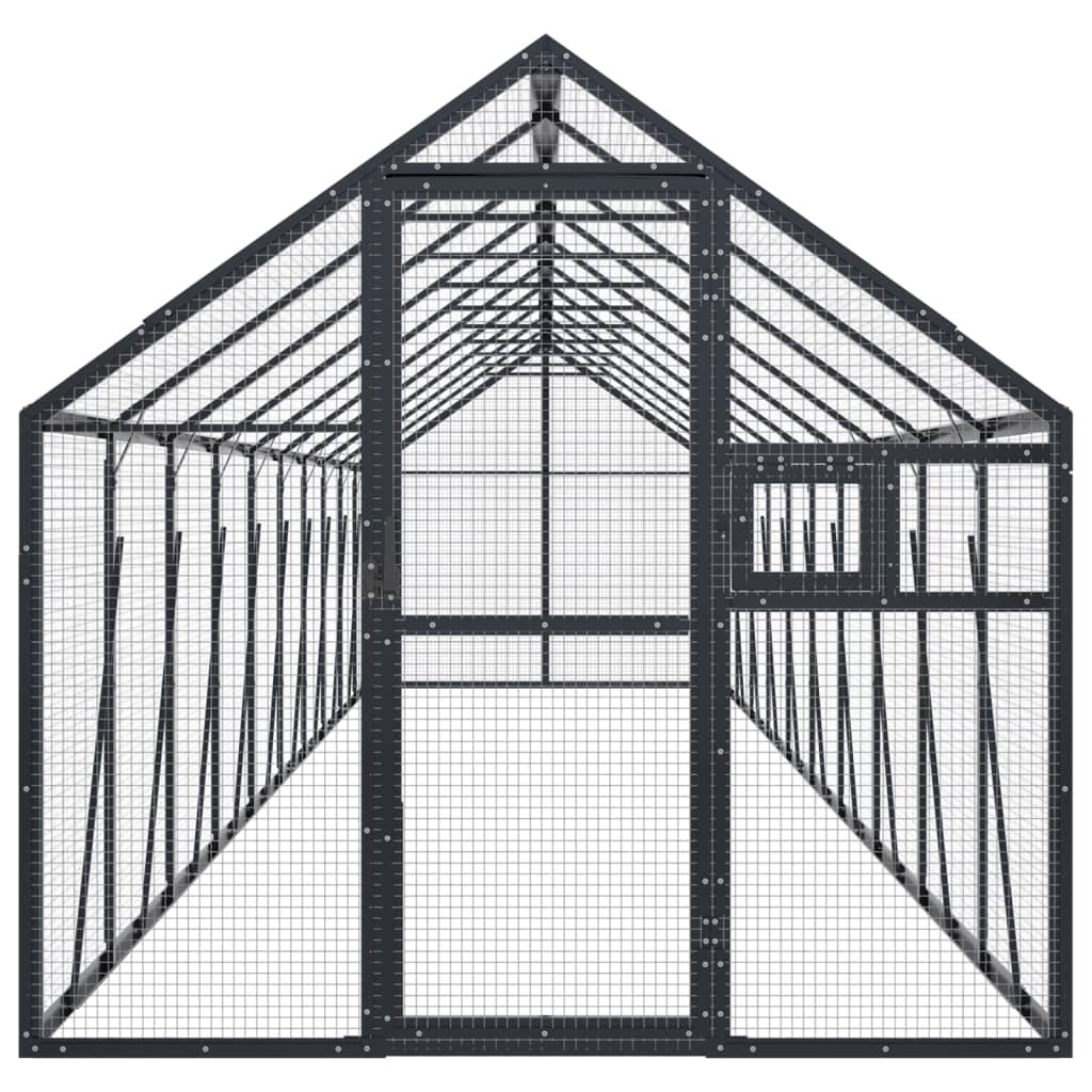 vidaXL Woliera, antracytowa, 1,79x10x1,85 m, aluminium