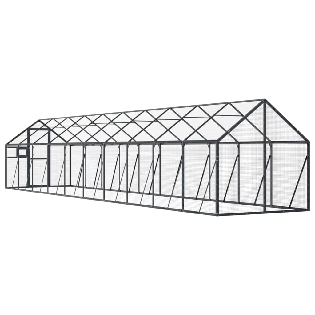vidaXL Woliera, antracytowa, 1,79x10x1,85 m, aluminium