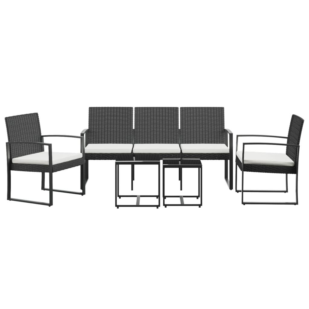 vidaXL 5-cz. zestaw mebli ogrodowych z poduszkami, czarny, rattan PP