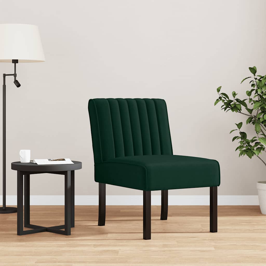 vidaXL Fotel, ciemnozielony, obity aksamitem