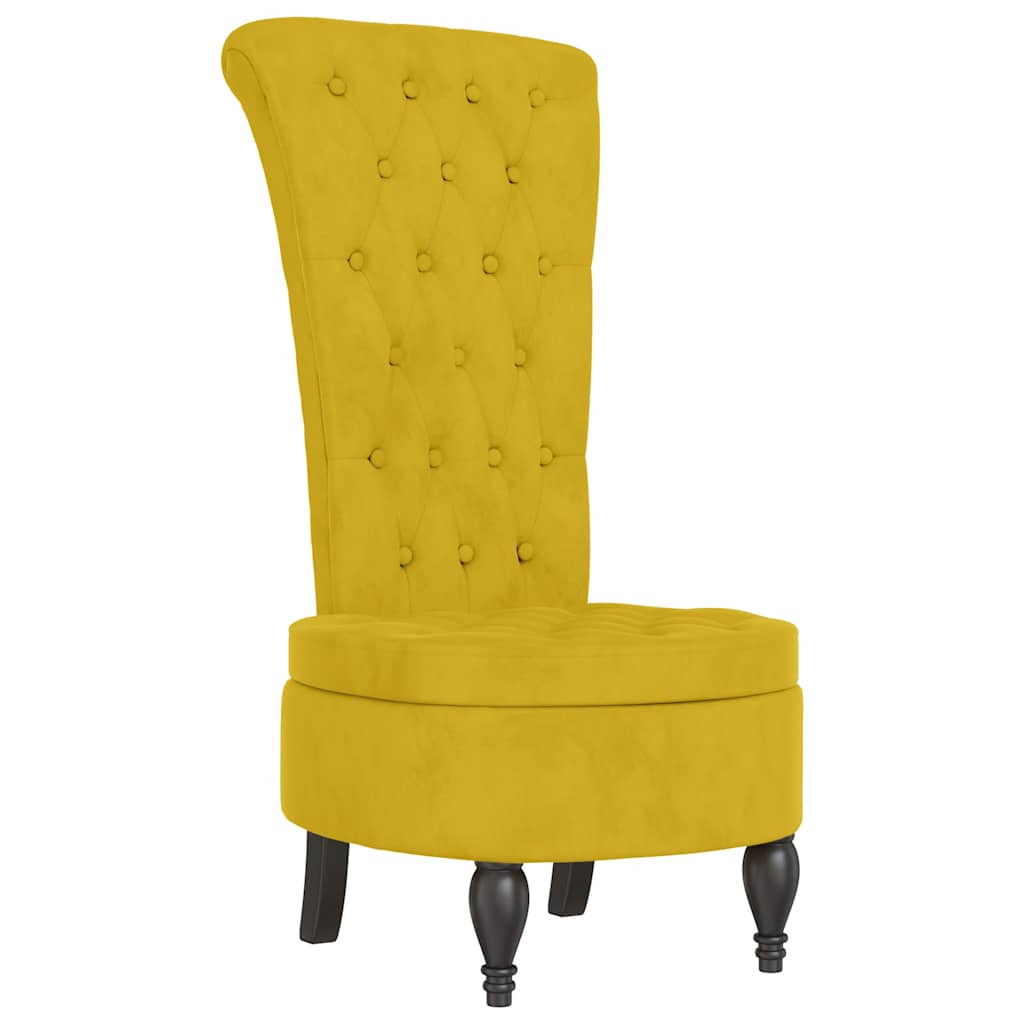 vidaXL Fotel z wysokim oparciem, żółty, aksamit, pikowany