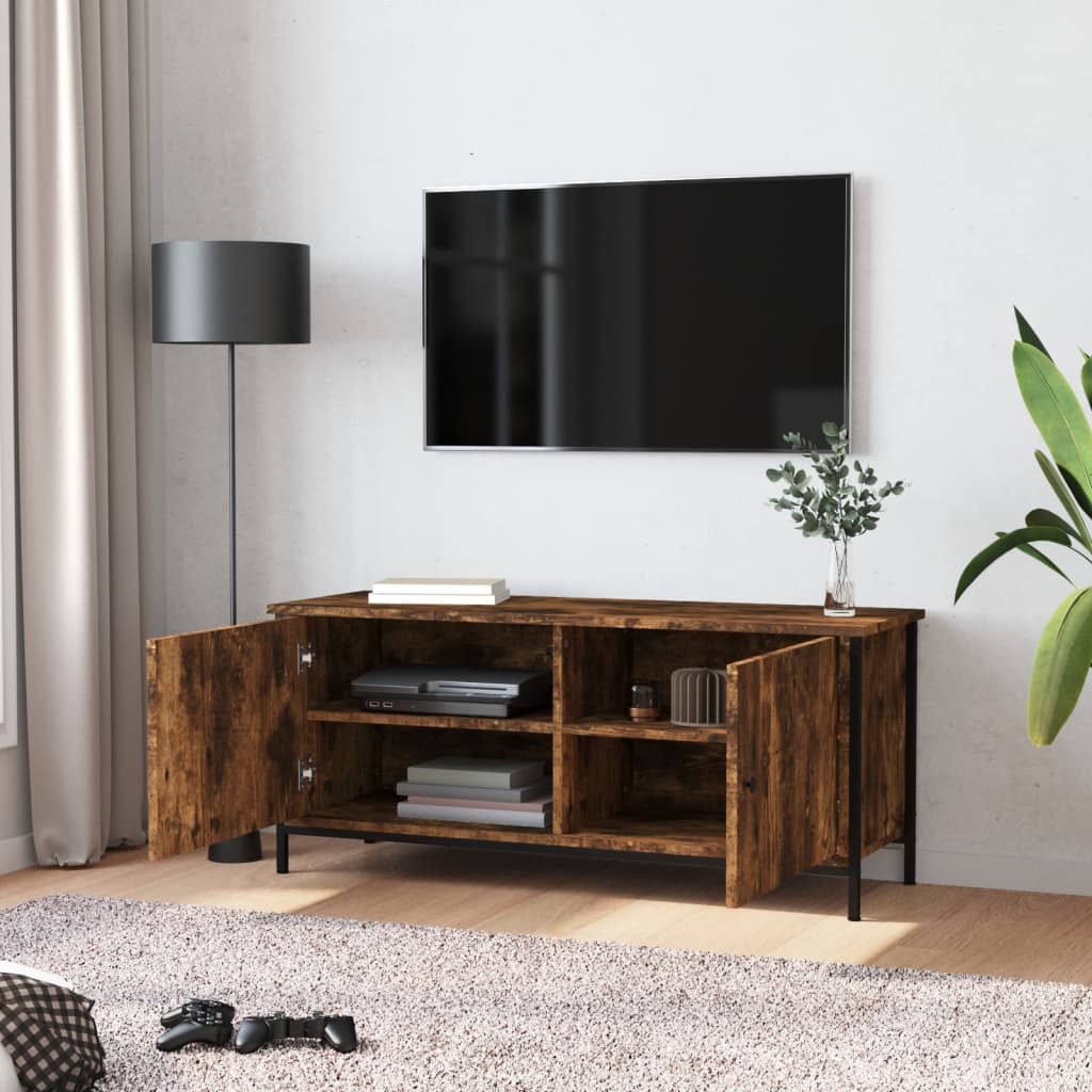 vidaXL Szafka pod telewizor, przydymiony dąb, 102x35x45 cm