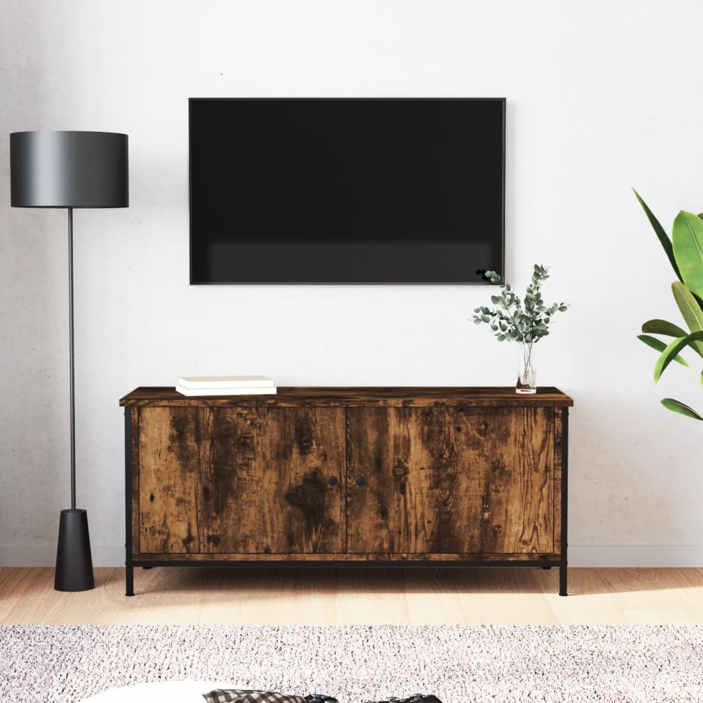 vidaXL Szafka pod telewizor, przydymiony dąb, 102x35x45 cm