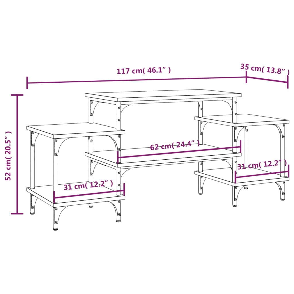 vidaXL Szafka pod TV, dąb sonoma, 117x35x52cm, materiał drewnopochodny